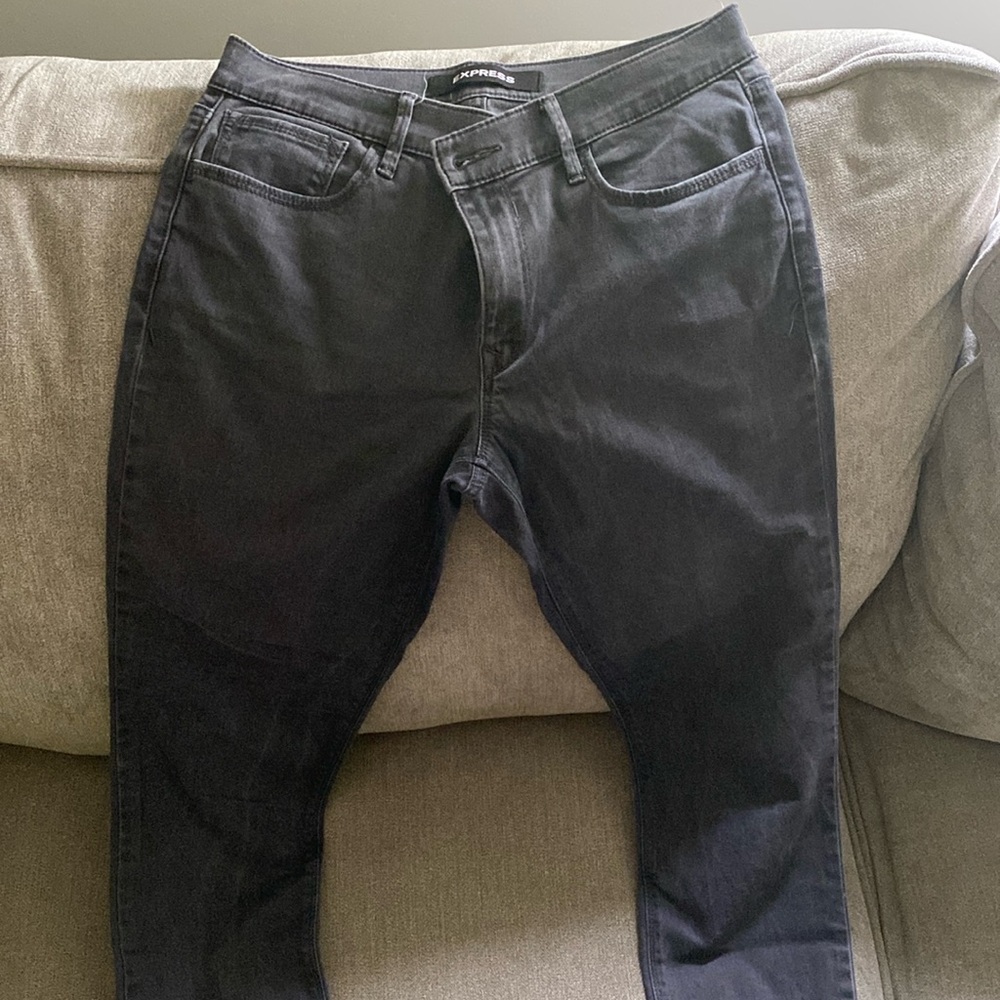 Express mid rise charcoal gray khaki leggings- 4long